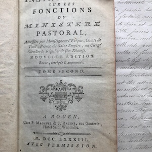 Antique French Instructions on Pastoral Ministry Functions Leather Bound Book 1783
