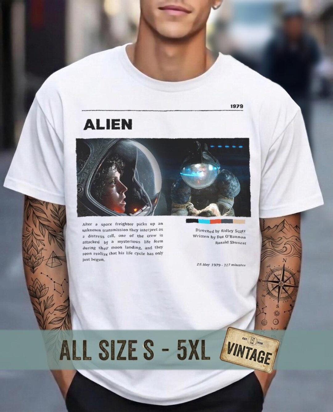 Alien Movie T-shirt Retro USCSS Nostromo Crew Shirt, Xenomorph Graphic ...