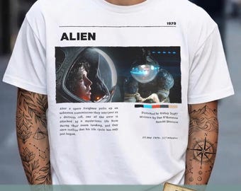 Camiseta de la película Alien, estilo retro, de la tripulación del USCSS Nostromo, camiseta con estampado de Xenomorfo, regalo para fans del terror y la ciencia ficción, estilo Weyland Yutani, camiseta de película vintage.