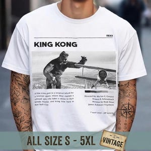 King Kong 1933 T-Shirt Vintage Movie Poster Design, Classic Horror Monster Tee, Retro Gorilla Graphic Shirt, Gift for Movie Buff, Unisex Top