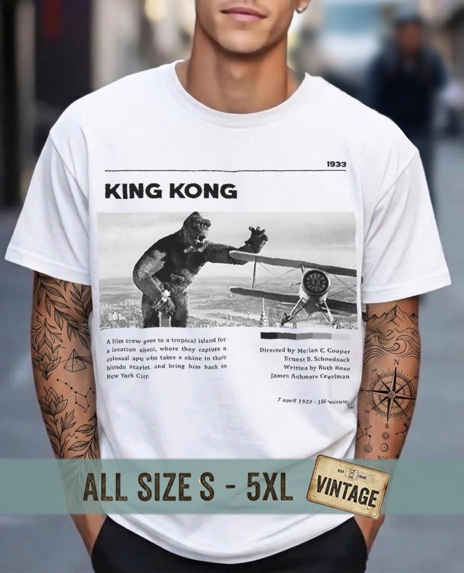 キングコング 1933 Tシャツ ヴィンテージ映画ポスターデザイン 