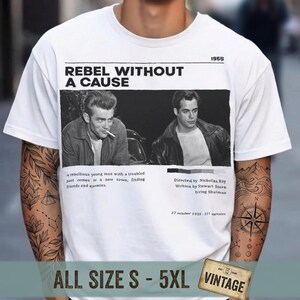 James Dean Rebel Without a Cause T-Shirt, 1950s Hollywood Icon Movie Tee, Vintage Style Rebel Graphic Shirt, Classic Cinema Fan Gift