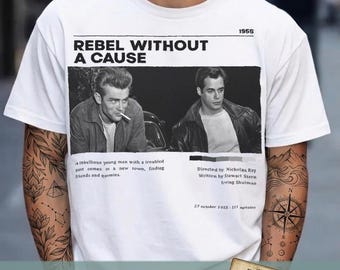 James Dean Rebel Without a Cause T-Shirt, 1950s Hollywood Icon Movie Tee, Vintage Style Rebel Graphic Shirt, Classic Cinema Fan Gift