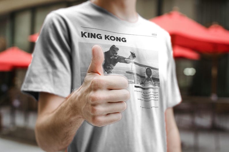 King Kong 1933 T-Shirt Vintage Movie Poster Design, Classic Horror Monster Tee, Retro Gorilla Graphic Shirt, Gift for Movie Buff, Unisex Top image 6