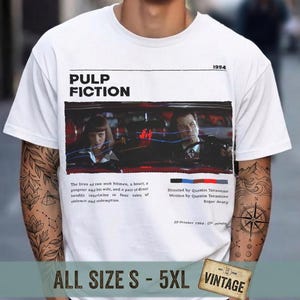 Pulp Fiction Shirt Quentin Tarantino Movie Graphic Tee, Vintage Bootleg Style Retro T-Shirt, Cinephile Gift, Mia Wallace Vincent Vega Shirt
