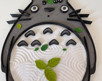 Totoro Zen Garden Tray | Minimalist Anime Soot Sprite Desk Decor