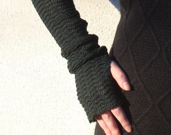 Armstulpen, lange fingerlose Handschuhe aus gestrickter Merinowolle