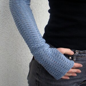 Fingerless Gloves Mitaines Mittens Arm Warmers Cloudy Sky Merino Wool Wollen
