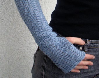 Fingerless Gloves Mitaines Mittens Arm Warmers Cloudy Sky Merino Wool Wollen