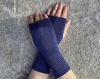 Merino Mittens Soft Arm Warmers Minimalist Simple Ribber Fingerless Gloves