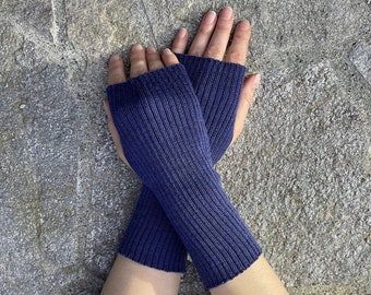 Merino Mittens Soft Arm Warmers Minimalist Simple Ribber Fingerless Gloves