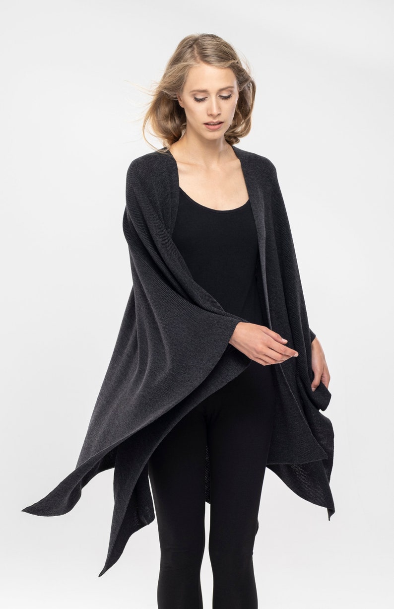 Cape Open Front Poncho Pure Merino Cover-up image 8