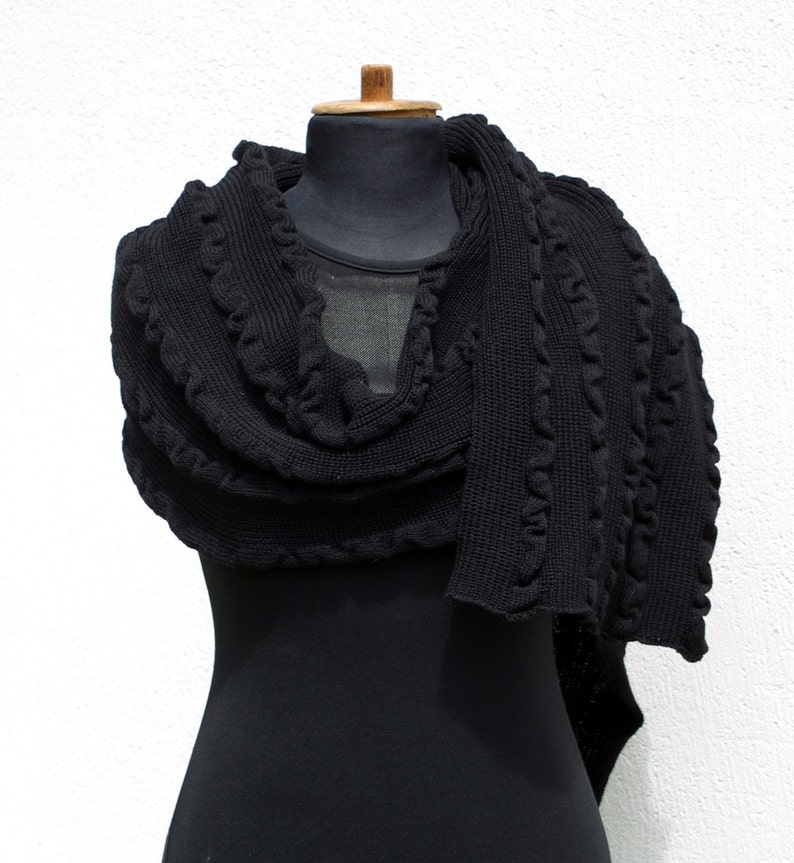 Black Shawl Oversized Women's Wrap Merino Wool Scarf Blanket Scarf Merino Perfect Mother's Day Birthsday Gift for Her Chale en laine image 1