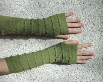 Grüne Armstulpen Fingerlose Handschuhe Pulswärmer Grasgrün