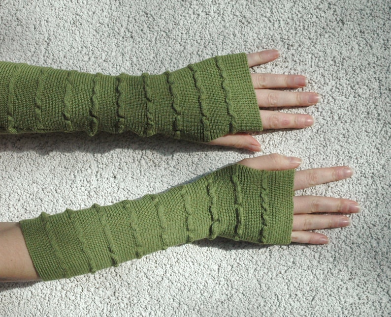 Green Arm Warmers Fingerless Gloves Mittens Wrist Warmers Etsy