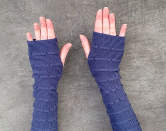 Arm Warmers  Late Blue Merino Fingerless Gloves mittens