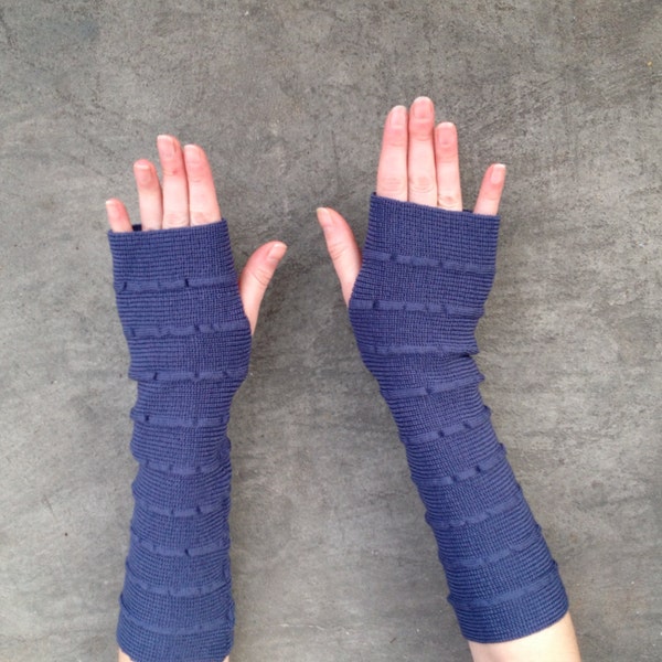 Arm Warmers  Late Blue Merino Fingerless Gloves mittens