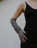 Taupe Arm Warmers Zigzac style Mittens Fingerless Gloves Merino Wool 