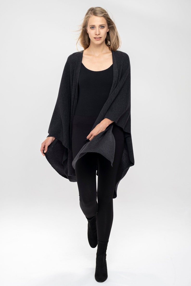 Cape Open Front Poncho Pure Merino Cover-up image 1