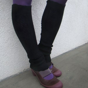 Leg Warmers Black Pure Merino Wool Spats