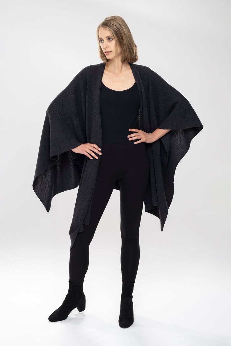 Cape Open Front Poncho Pure Merino Cover-up image 7