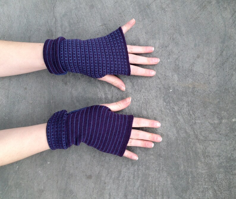 Arm Warmers Merino Mittens Striped Twosided Fingerless Gloves Etsy