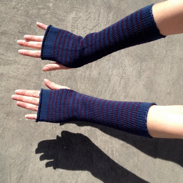Arm Warmers Fingerless Gloves Striped Mittens Mitaines Mitones Merino Mohair Armstulpen Wrist Warmers Arm Sleeves
