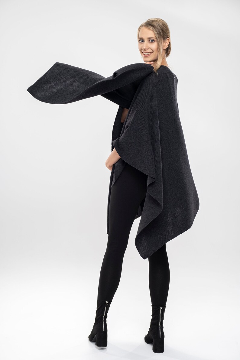 Cape Open Front Poncho Pure Merino Cover-up image 5