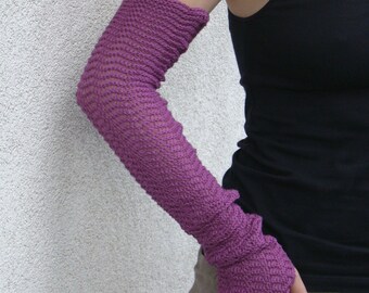 Heather Pink Arm Warmers Merino Wool Fingerless Gloves