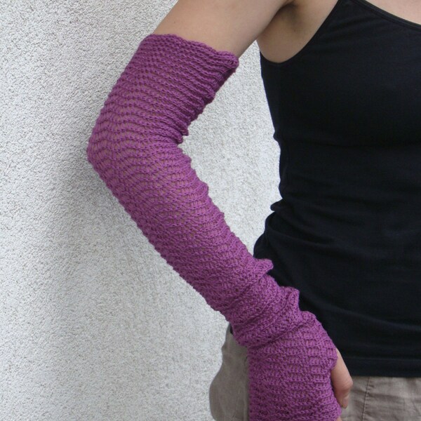 Heather Pink Arm Warmers Merino Wool Fingerless Gloves