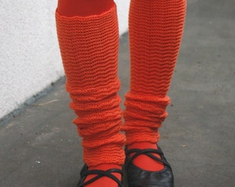 Merino Wool Leg Warmers Orange Legwear Yoga Socks