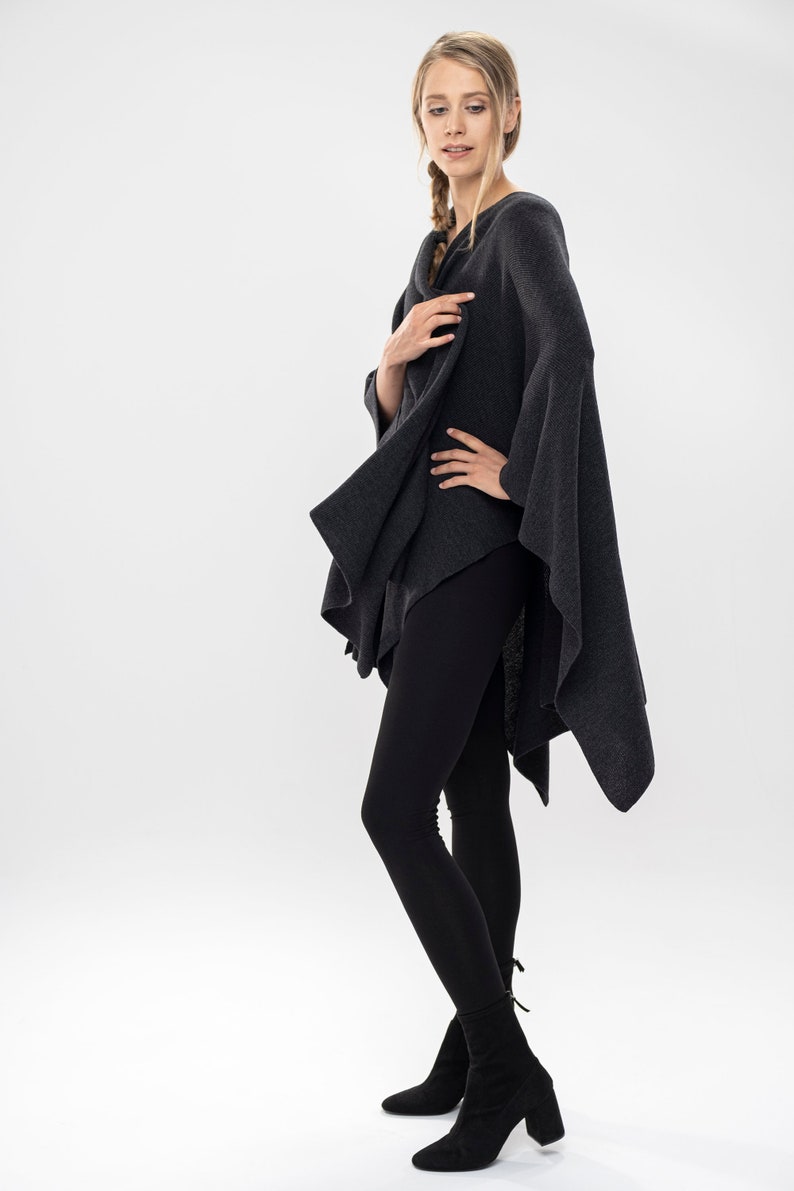 Cape Open Front Poncho Pure Merino Cover-up image 3