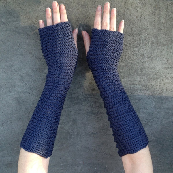 Fingerless Gloves Late Blue Arm Merino Warmers Mittens Merino Indigo Wrist Warmers