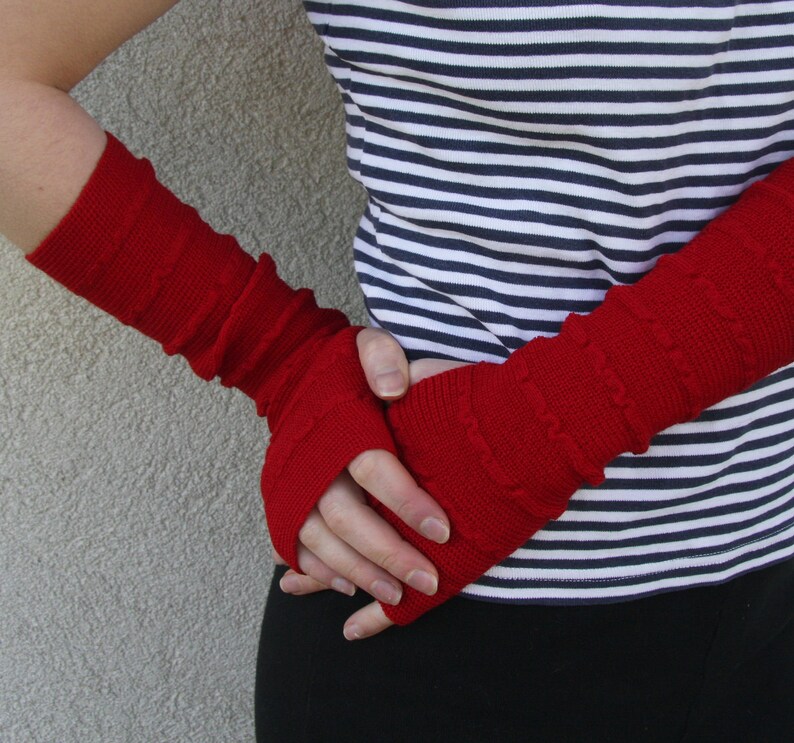 Red Arm Warmers Merino Wrist Warmers Fingerless Gloves Etsy