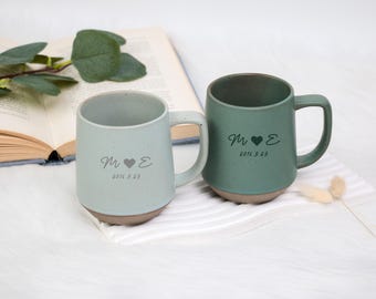 Personalized Ceramic Couple Mug: Engraved Anniversary Keepsake