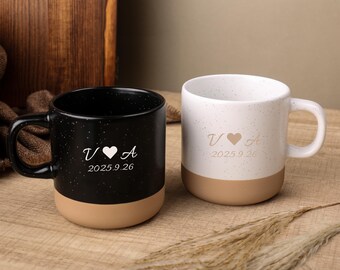 Personalisierte Keramik glasierte Becher, Laser gravierte Becher, glasierte Becher, Geburtstagsgeschenk, Geschenke für sie, Geschenke für Paare, Paare Geschenk für Freund