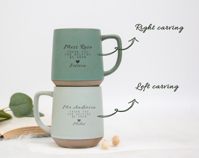 Personalized Teacher Appreciation Mug: Thank You For Helping Me Grow