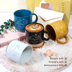 Personalized Engraved Couples Pottery Mug, Couple Gift Engraved Mug Gift for Wedding, Engagement Gift Anniversary Mug,  Anniversary Gift