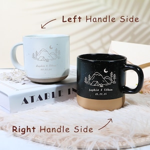 Personalised Mr & Mrs Wedding gift For Bride Groom,Custom Anniversary Gift for Men, Engraved Pottery Mug Engagement Gift for Couples Gift