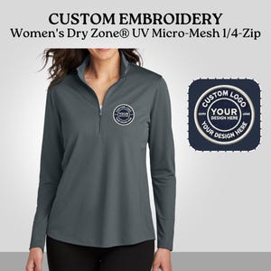 Personalized Embroidered Port Authority Women&#39;s Dry Zone Quarter zip Sweatshirts, Customized Your Business Name Sweatshirt, Embroidery Logo