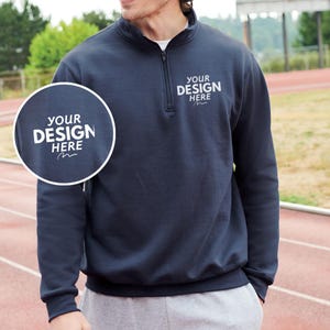 Suéter con monograma único y cierre de un cuarto, sudadera con cierre de un cuarto personalizada, jersey con nombre personalizado, jersey unisex personalizado para hombres y mujeres