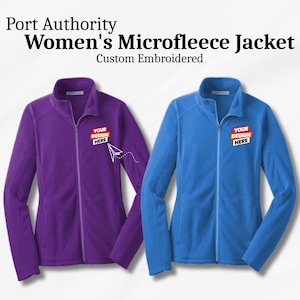Custom Embroidered Women&#39;s Microfleece Jacket, Personalized Monogram Logo Pullover, Custom Zipper Jacket, Embroidery Logo Full Zip Jackets