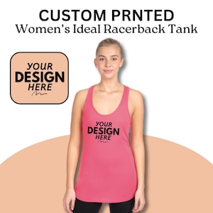 Custom Text Tank, Personalized Women Workout Tank Top, Personalized Gift, Custom Vacation, Fitness, Birthday Tank, Ideal Racerback Tanktops