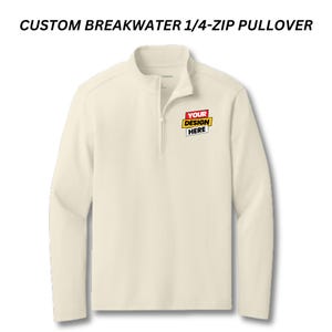 Custom Printed Port Authority Breakwater 1/4-Zip Pullover, Personalized Gifts, Custom Office Quarterzip, Unique Monogram Quarter Zip Sweater