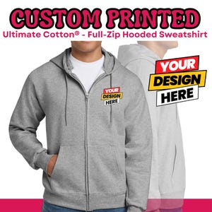 Personalized Hanes Full Zip Hoodie Sweatshirt, Custom Zip Up Hoodie, Custom Logo Hoodie, Team Logo Zip Up Hoodie, Personalized Gifts For Her