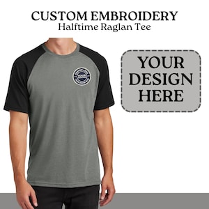 Custom Embroidered Raglan Shirt, Custom Embroidery Shirt, Embroidered Tee, Custom Text Tee, Gift for Dad, Gift for Mom, Mothers Day Gifts