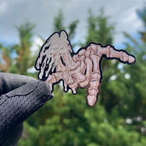 Dripping Skeleton Hand Sticker: Gothic Art Decal, Waterproof