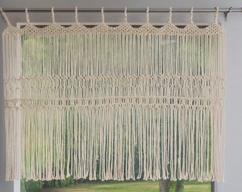 Handgemaakt macramégordijn | Boho katoenen raamhanger