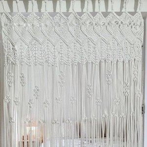Handmade Macramé Boho Macrame Doorway Curtain for Living Room Decor | Custom Size & Color available