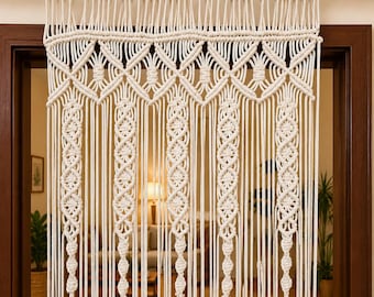 Handgemachter Makramee Boho Makramee Türvorhang für Wohnzimmer Dekor | Benutzerdefinierte Größe und Farbe erhältlich